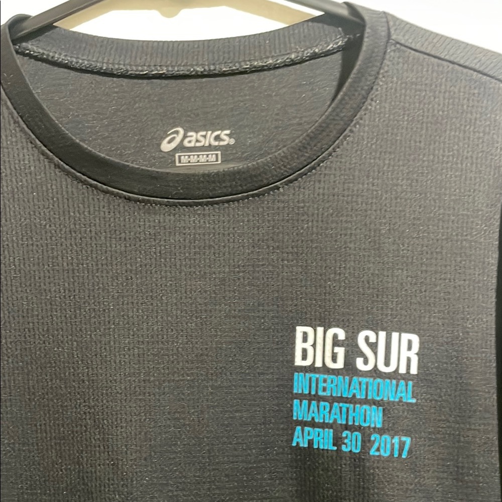 Asics Black and White Long Sleeve Marathon Tee